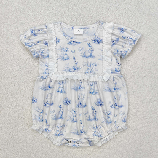 SR2143 Baby Infant Girls Rabbits Butterfly Short Sleeve Romper