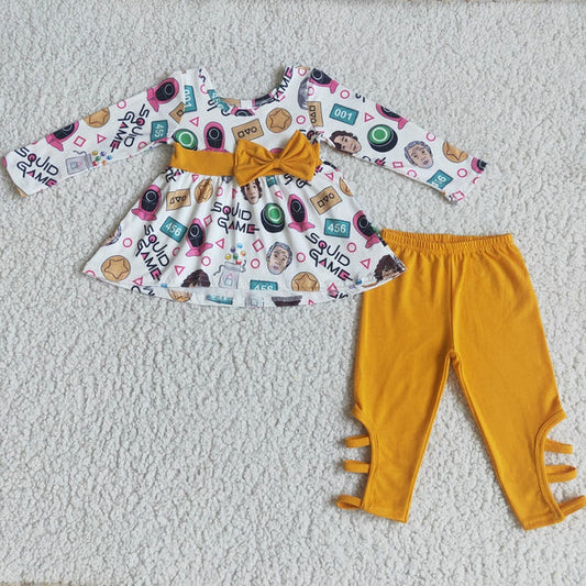 6 A13-17 Girl Yellow Bow Leggings Outfit