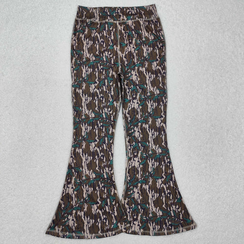 3.15 P0719 Adult Women Bottomland Camo Tree Bottom Bell Pants