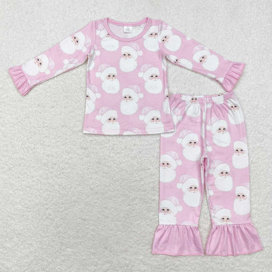 3.14 GLP1534 RTS Bamboo toddler girl clothes santa claus girl christmas winter pajamas set