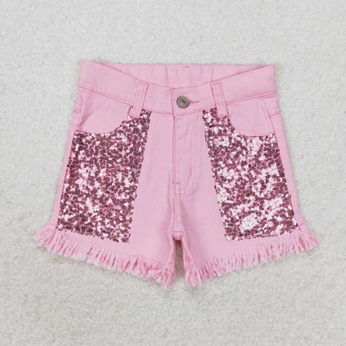 L-3.7  SS0332 White cow-print ripped denim shorts