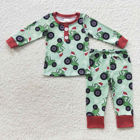 L-3.2 BLP0285 Snow Farm tractor Green and red long sleeve pants suit