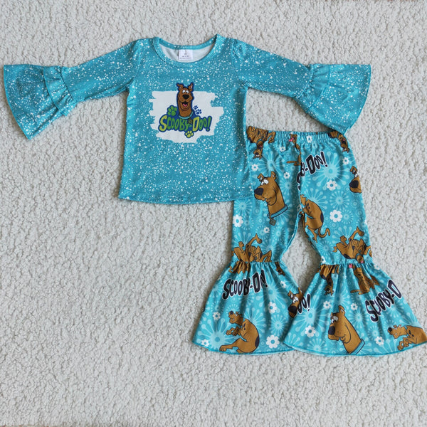 6 B5-5 Girl Blue Dog Flare Sleeve Outfit