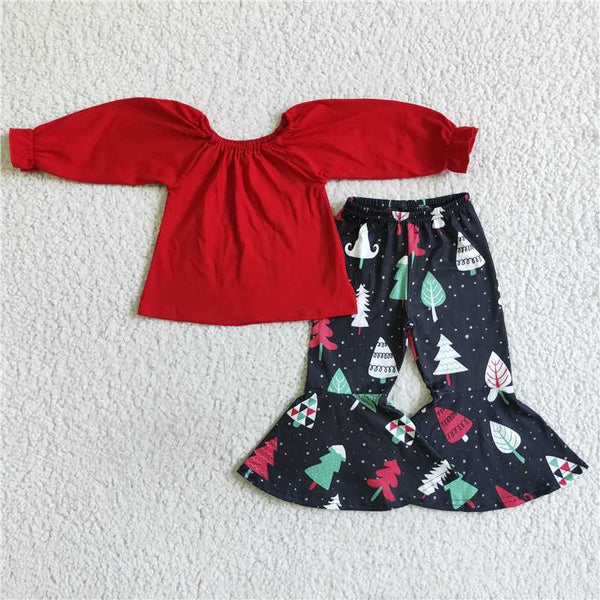 6 A24-5 Red Long sleeve top Christmas pants suit