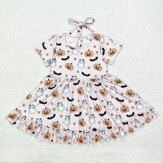 L-3.3 GSD1375 Halloween Ghost Kitten Pumpkin Bat short-sleeved dress