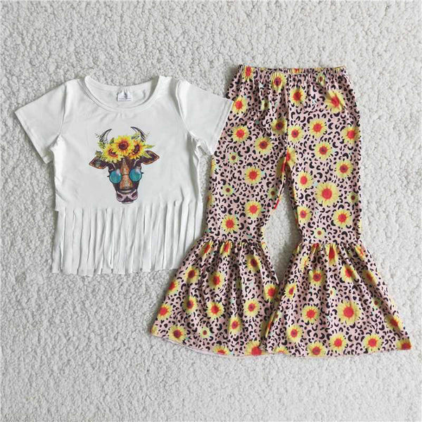 C4-2 Sunflower glasses Cowhead fringe top set