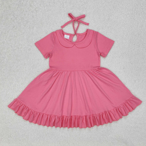 3.15 GSD1917 Baby Girls Hotpink Collar Ruffle Knee Length Dress