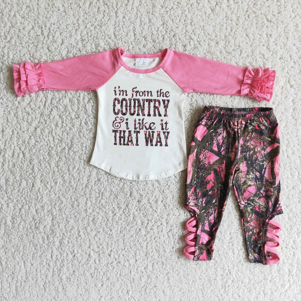 6 A10-12 Girl Pink Country Leggings Outfit