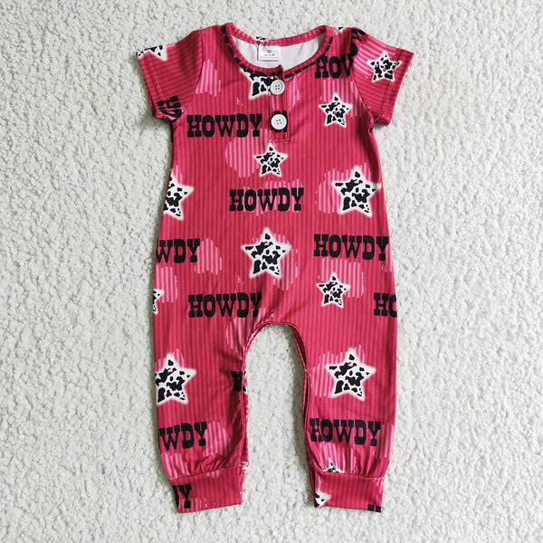 SR0073 Boys Red Howdy Cow Romper