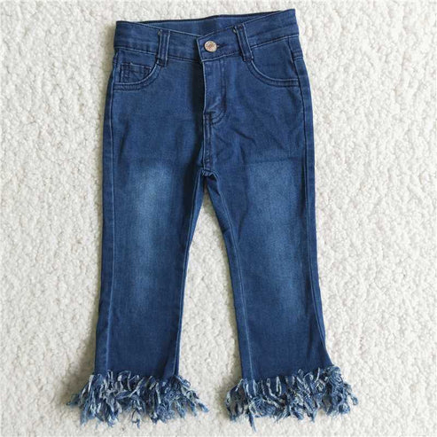 L-3.7 D4-29 Girls Blue Tassel Jeans