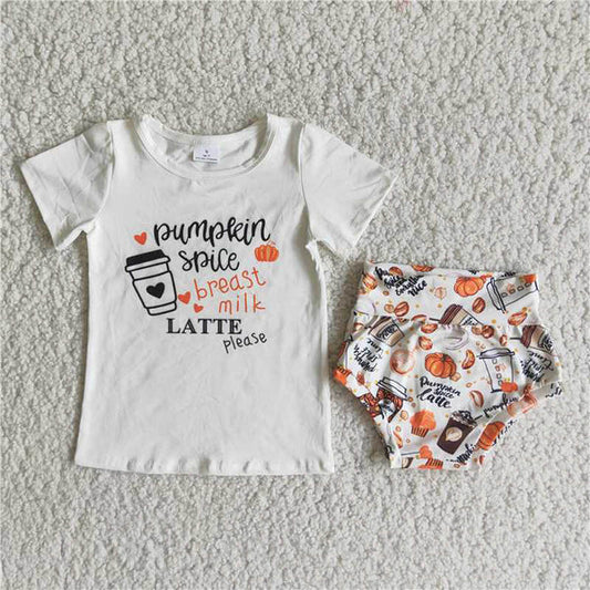 B8-9 White Short Sleeve Top Pumpkin diced