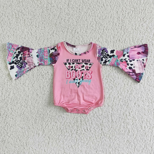 LR0004 Girls Flare Sleeve Western Boots Romper