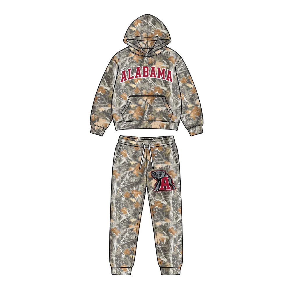 Custom Order Baby Boys Leaves Camo Alabama Pocket Hoodie Pockets Pant Team Clothes Sets