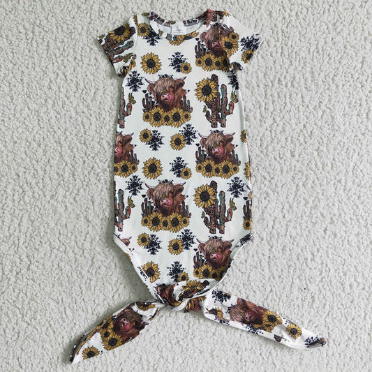NB0010 Newborn Baby Sunflower Cactus Cow Sleeper Gown