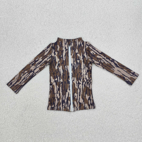 GT0850 Baby Girls Bottomland Camo Yoga Active Wear Zip Jackets Tops