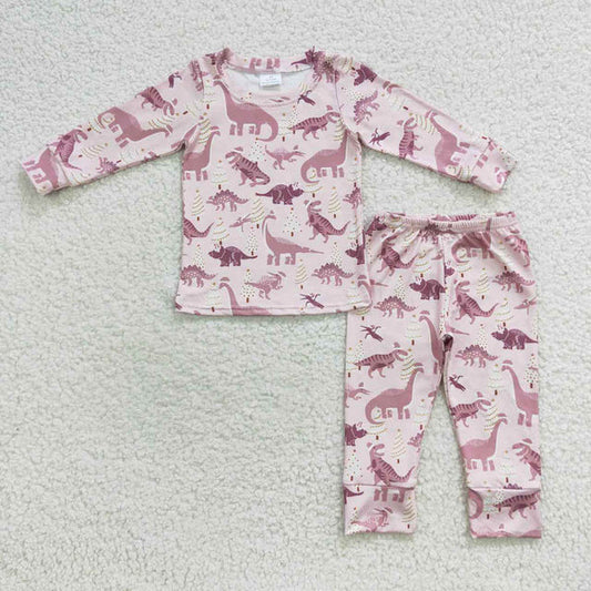 L-3.2 GLP0482 Christmas Tree pink Dinosaur long sleeve pantsuit