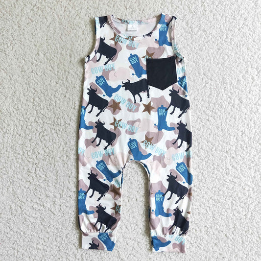 SR0072 Cowboy Boot Sleeveless Romper