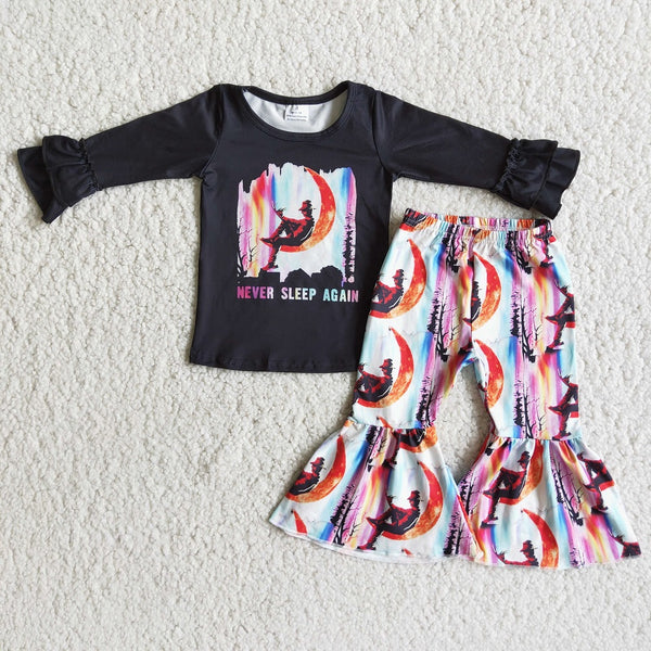 6 B1-23 Girl Moon Print Bell Outfit