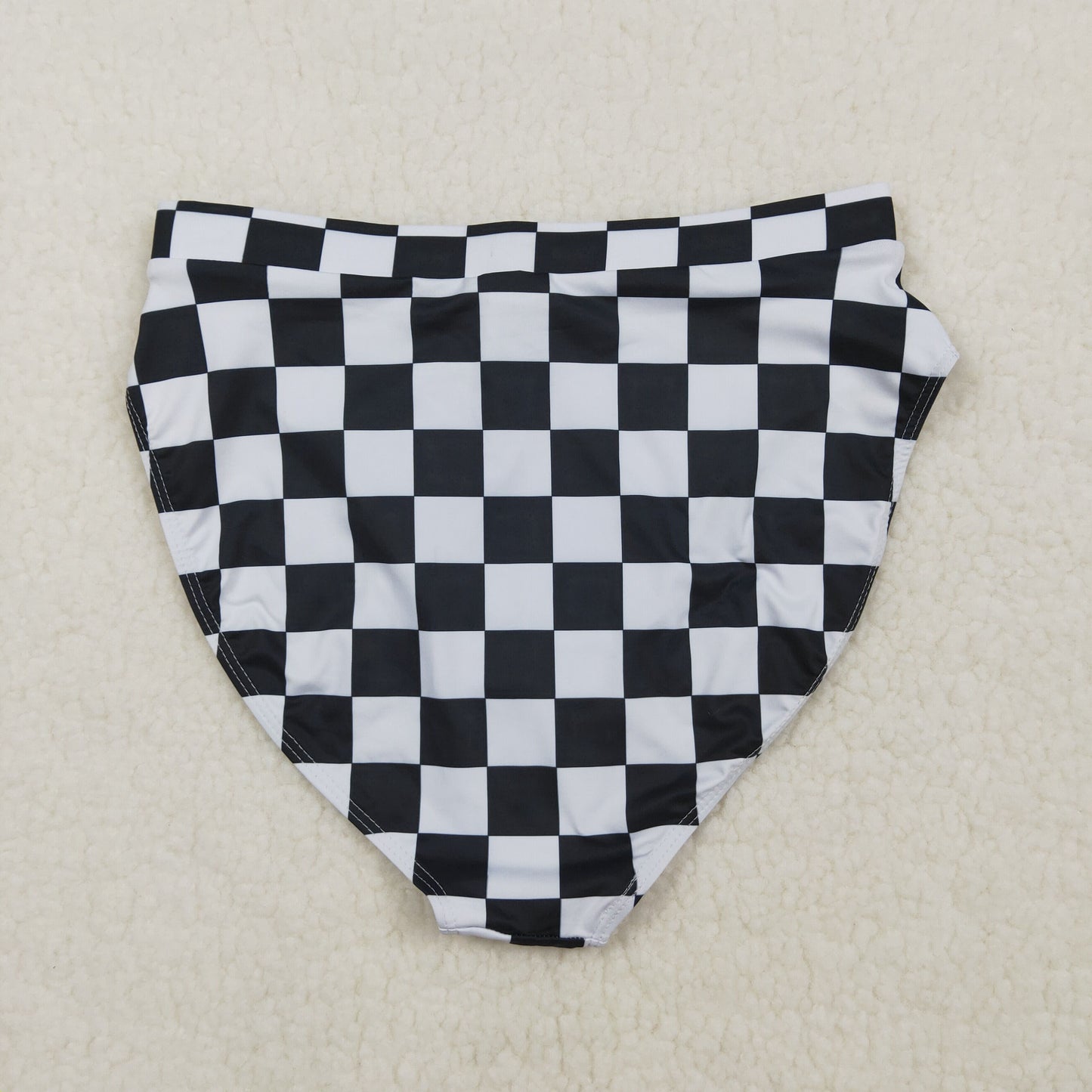 S0737 Adult Women Black Checkered Bummies Shorts Bottom