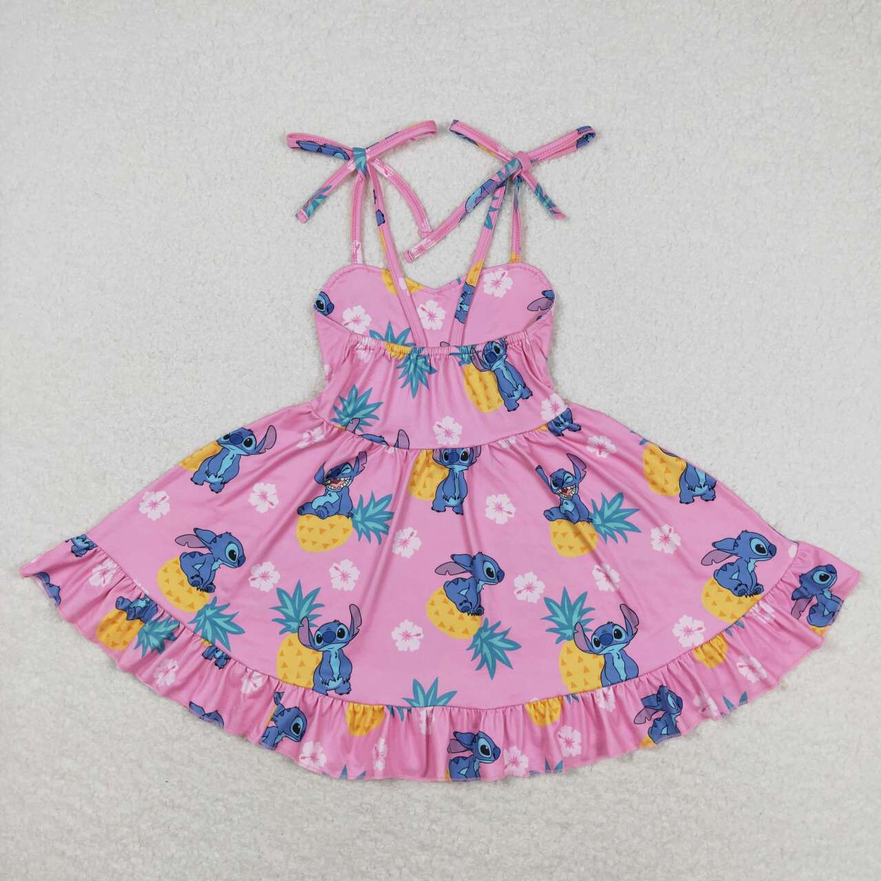 GSD1080 Girls cartoon pineapple rose red halter dress