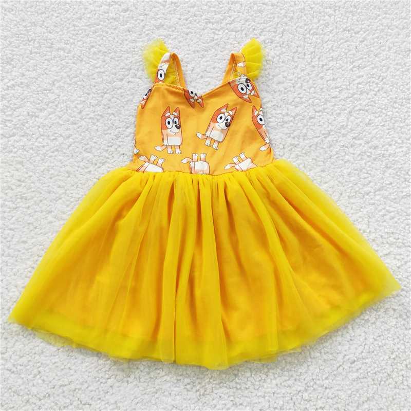 GSD0356 bluey yellow dress with flying sleeves