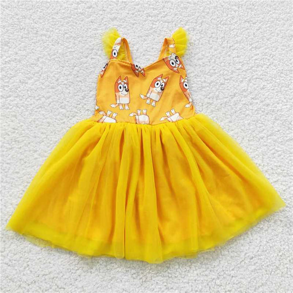 GSD0356 bluey yellow dress with flying sleeves