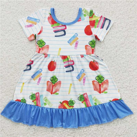 GSD0333 Girls back to school book pen short-sleeved dress