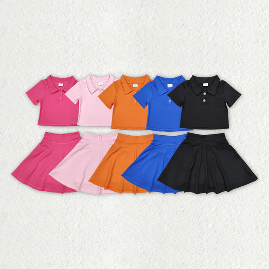 L-3.3 Sibling Baby Girls Buttons Shirt Skirt Active Wear Clothes Sets