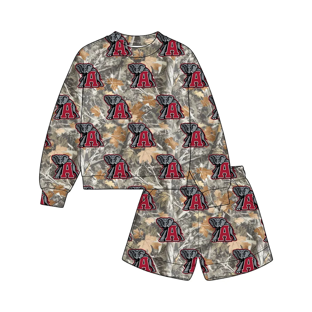 Custom Order Baby Boys Leaves Camo Alabama Top Pockets Short Team Clothes Sets