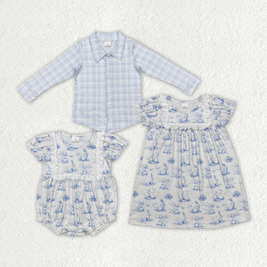 Sibling Girls Baby Boys Easter Rabbits Rompers Shirts Dresses Suits