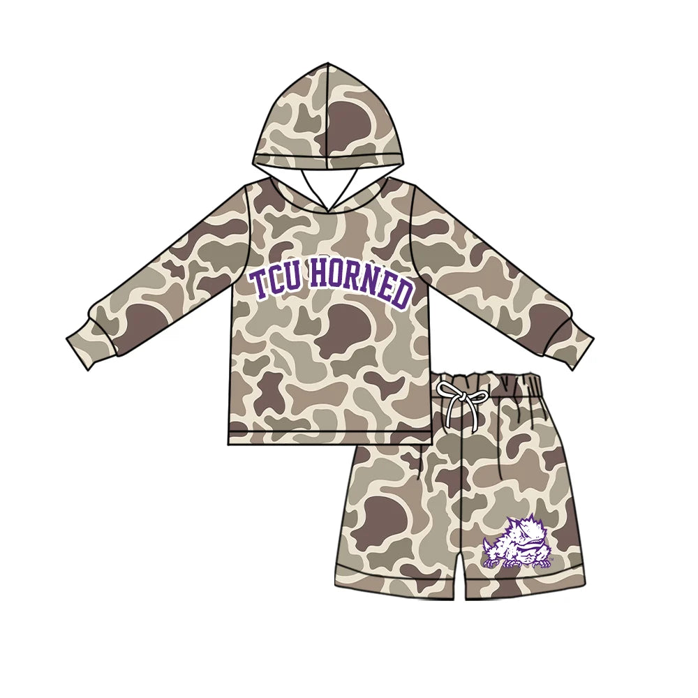 Custom Order Baby Boys Camo Tcu Horned Hoodie Short Team Clothes Sets
