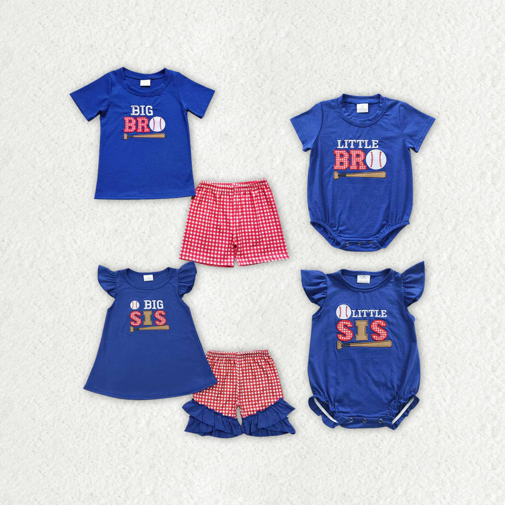 Sibling Sister Brother Girls Boys Baseball Summer Outfits Suits Baby Romper