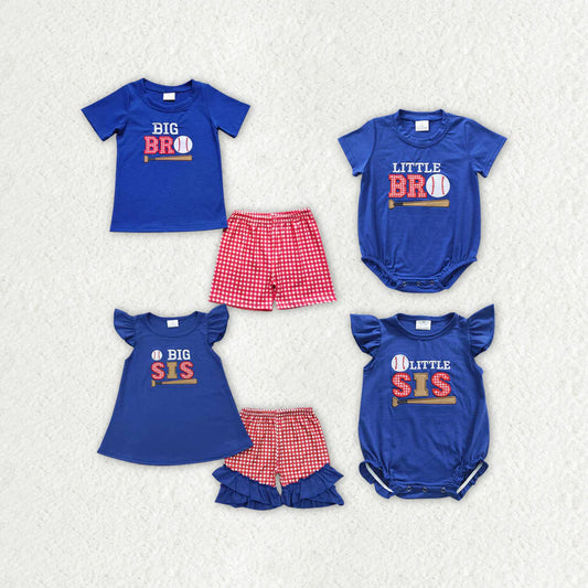 Sibling Sister Brother Girls Boys Baseball Summer Outfits Suits Baby Romper