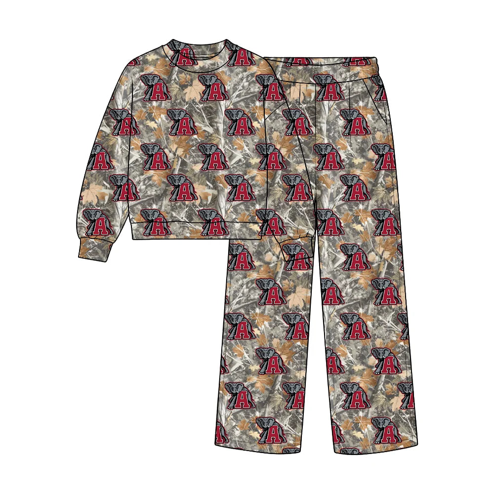 Custom Order Baby Boys Leaves Camo Alabama Top Pant Team Clothes Sets