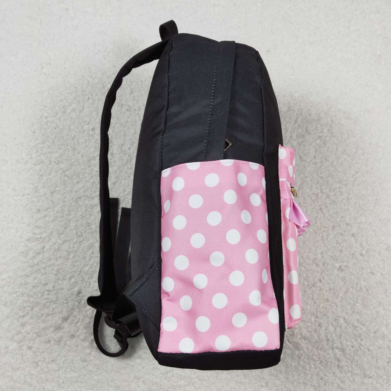 BA0183 Cartoon girl polka dot black backpack