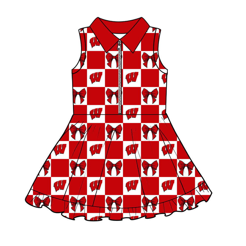 Custom Milk Silk Order MOQ:3 or 5 pcs Each Design Team State Girl Summer Bow Red Sleeveless Skirts Sets 3 and dress and shorts-26.1.23