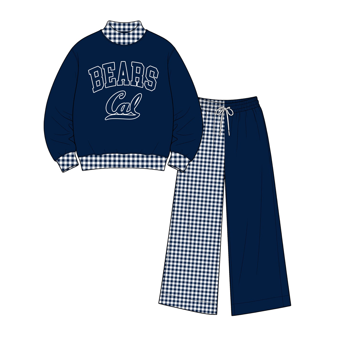 Custom Order Baby Boys BEARS Long Sleeve Mock Neck Top Pockets Elastic Waist Pants Team Clothes Sets