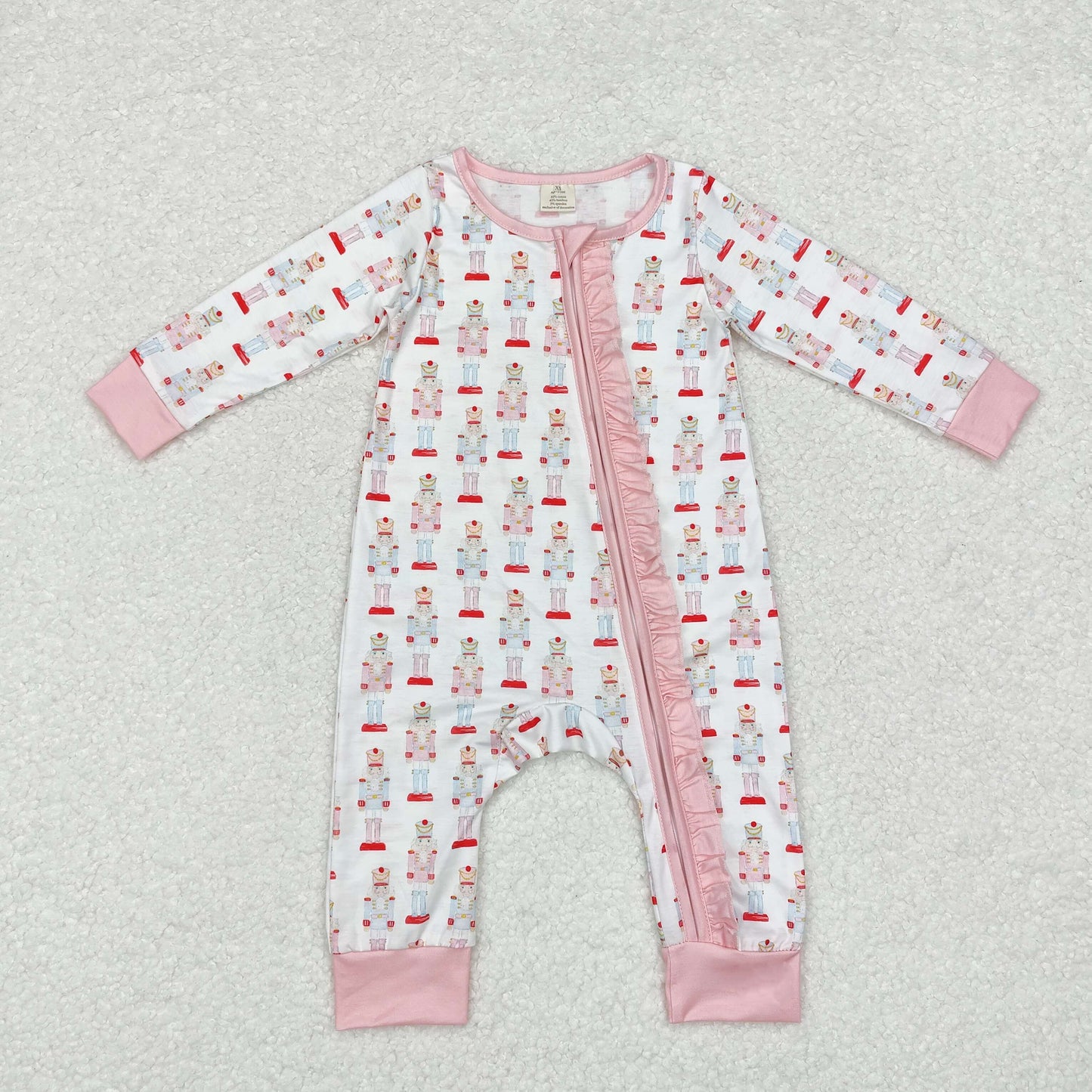 Sibling Christmas Soldier Zip Bamboo Rompers