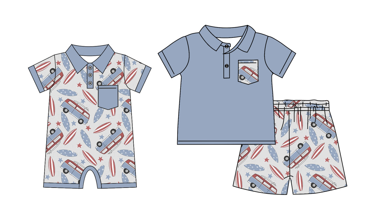 26.1.17 Custom (Moq 3 or 5) Sibling Baby Boy Short Sleeve Shorts Sets and Romper