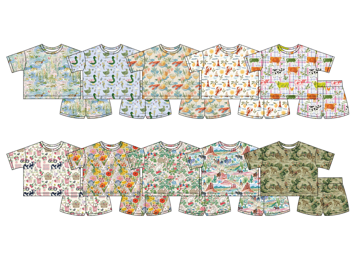26.1.14 Custom MOQ:3 or 5 pcs each design milk silk Sibling baby boy girl clothes short sleeve shorts sets 10