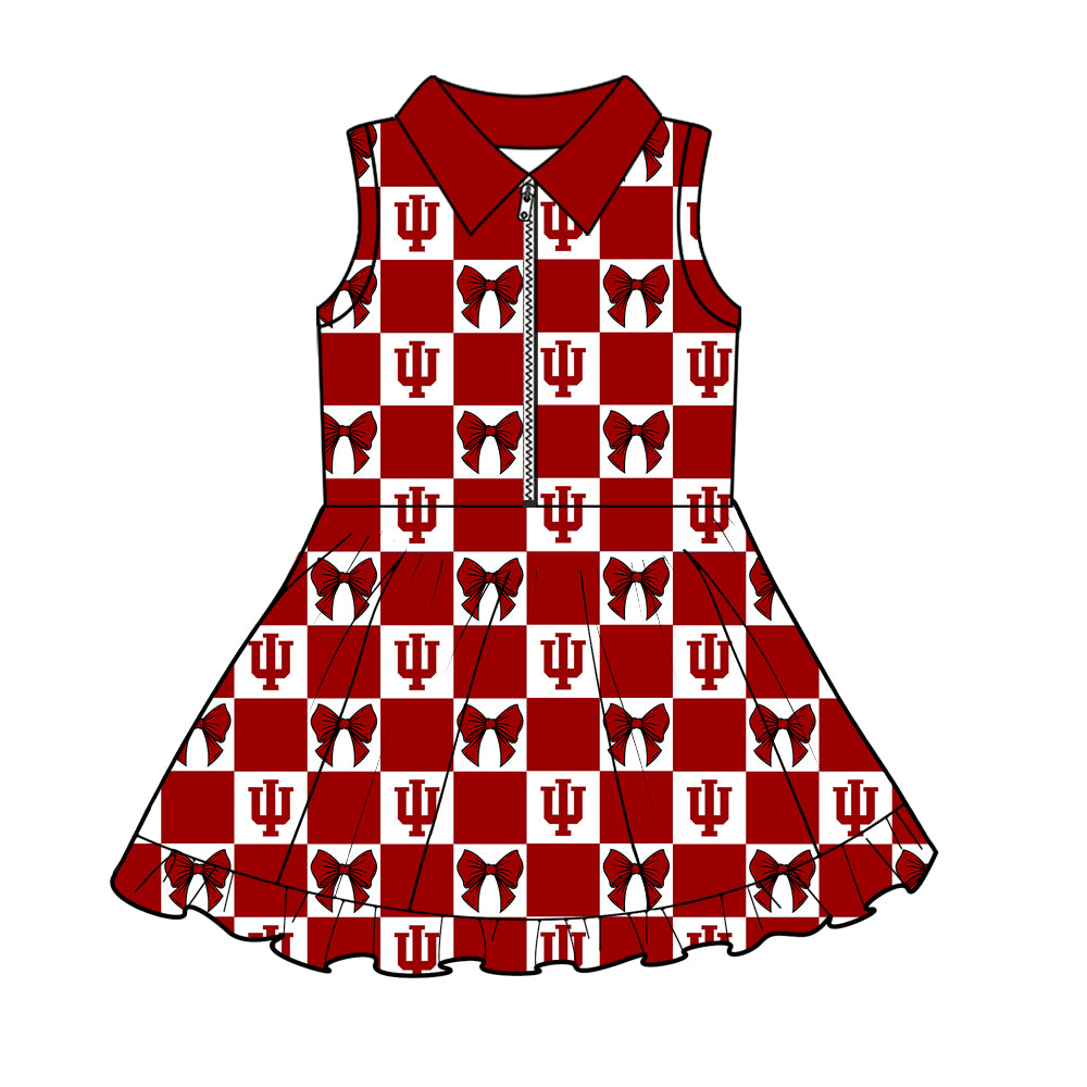Custom Milk Silk Order MOQ:3 or 5 pcs Each Design Team State Girl Summer Bow Red Sleeveless Skirts Sets 3 and dress and shorts-26.1.21