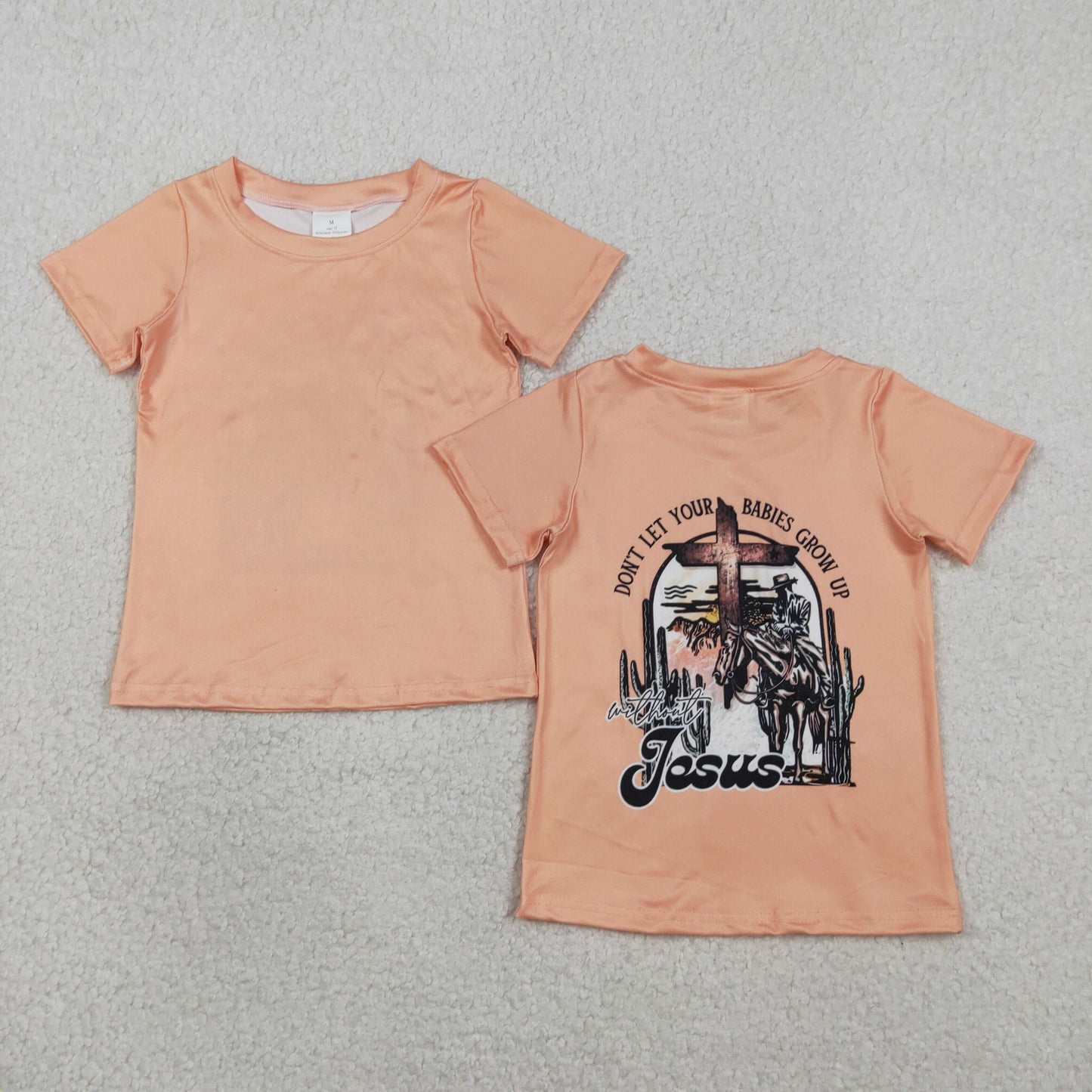 BT1618 Kids Baby Boy Short Sleeve Cactus Horse Rodeos Western T-shirts Top