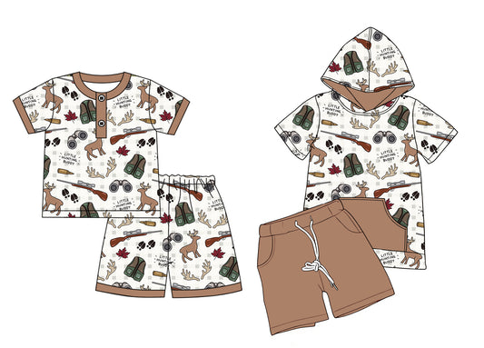 26.1.9 Custom MOQ:3 or 5 pcs each design milk silk Sibling baby boy clothes gun short sleeve shorts sets and romper