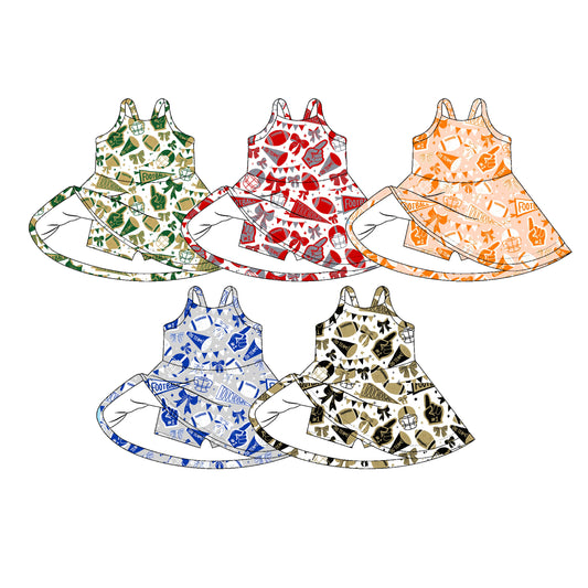 26.1.10 Custom MOQ:3 or 5 pcs each design milk silk Sibling baby girl clothes team bow sleeveless dresses 5