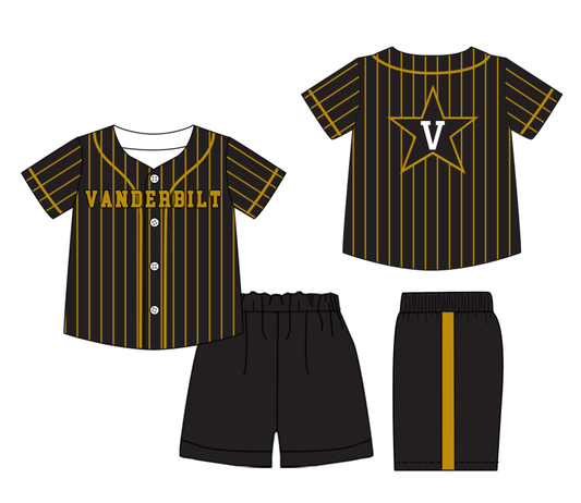 Custom Milk Silk Order MOQ:3 or 5 pcs Each Design Team State Kids Summer Short Sleeve Shorts Sets-26.1.19