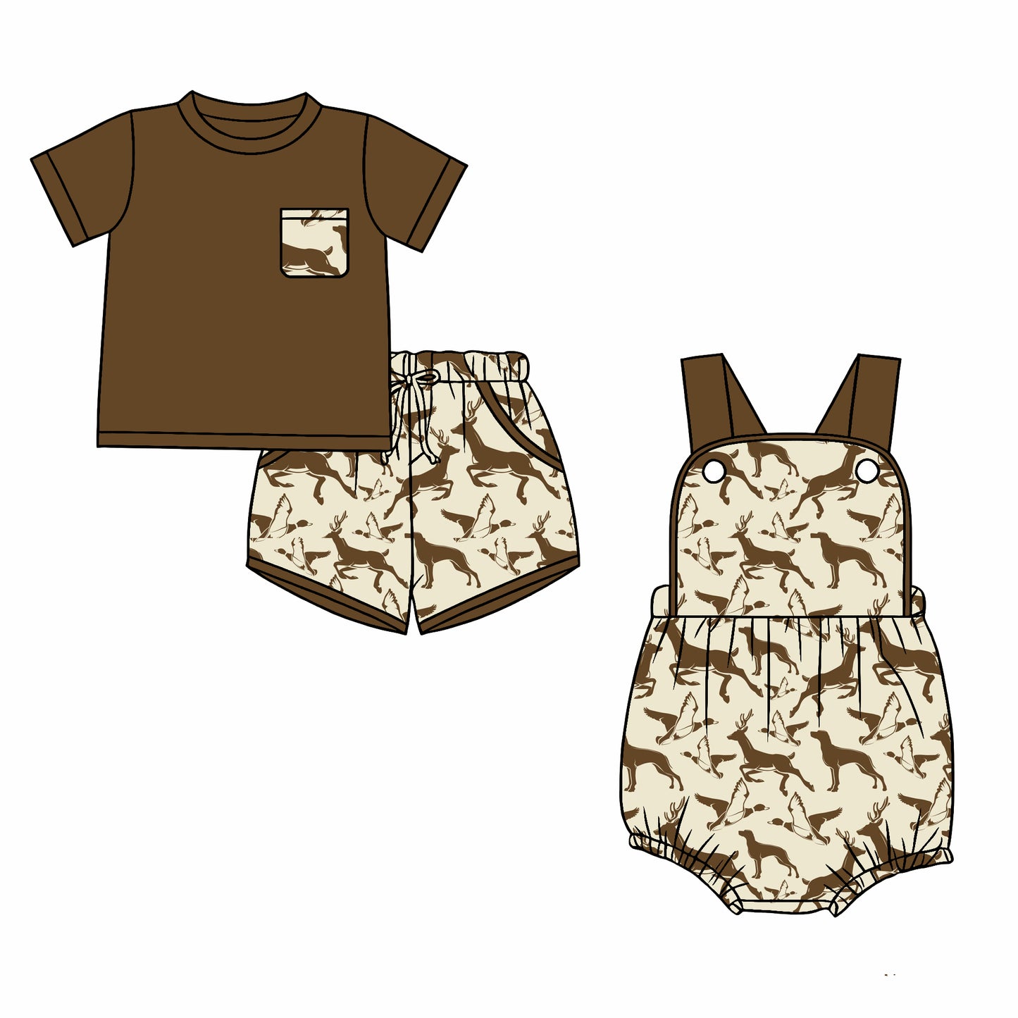 26.1.1 Custom MOQ:3 or 5 pcs each design milk silk Sibling baby boy clothes deer short sleeve shorts sets and romper