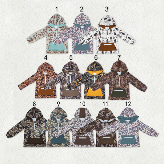 Sibling baby boys girls clothes camouflage hooded long sleeve tops