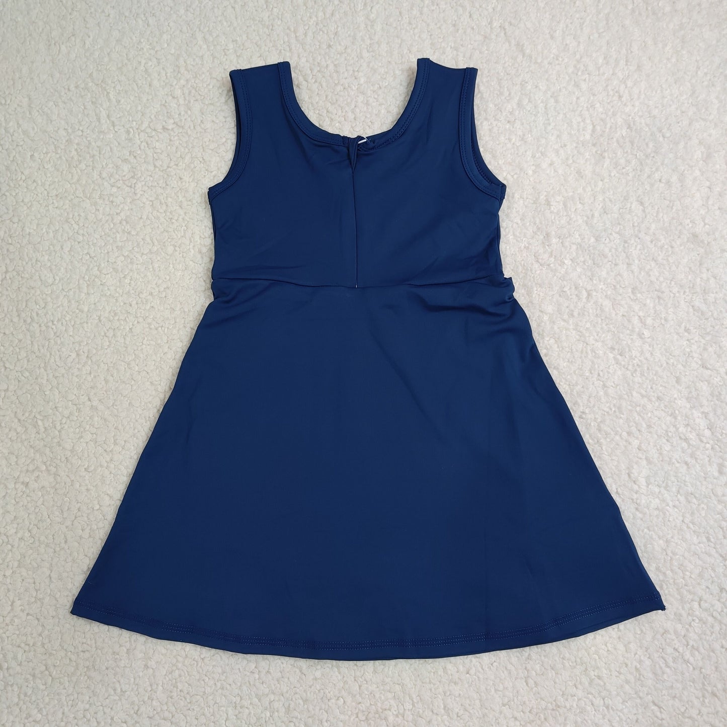 GSD3880 Kids Clothing Baby Girls Navy Sleeveless Bows Yoga Active Short Knee Length Dress