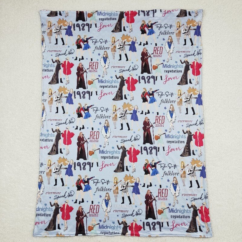 BL0125 Country music singer blue baby blanket