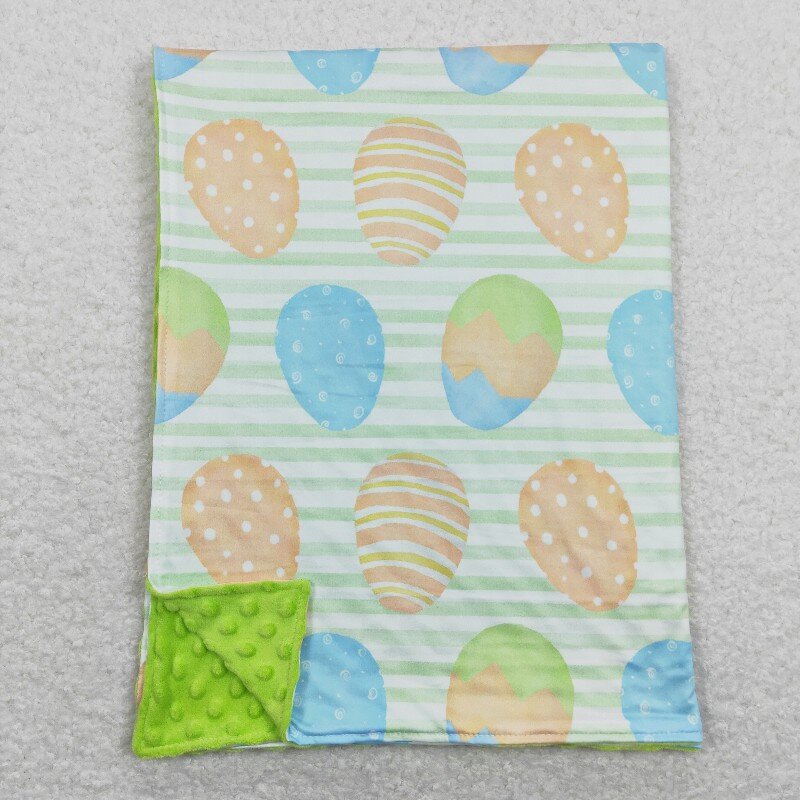 BL0121 Easter egg green and white striped baby blanket